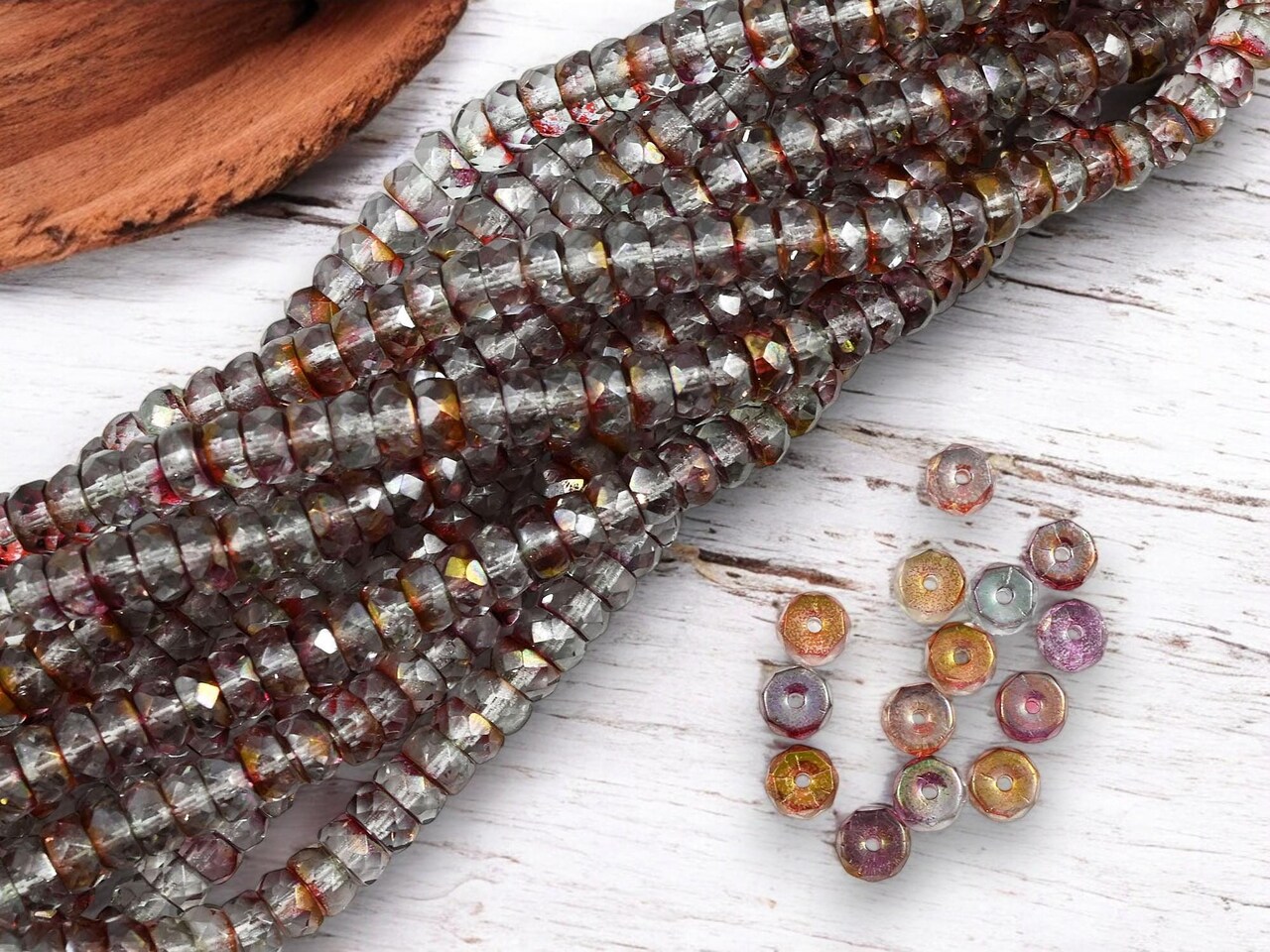 *50* 4x6mm Crystal Rainbow Luster Fire Polished Heishi Rondelle Beads